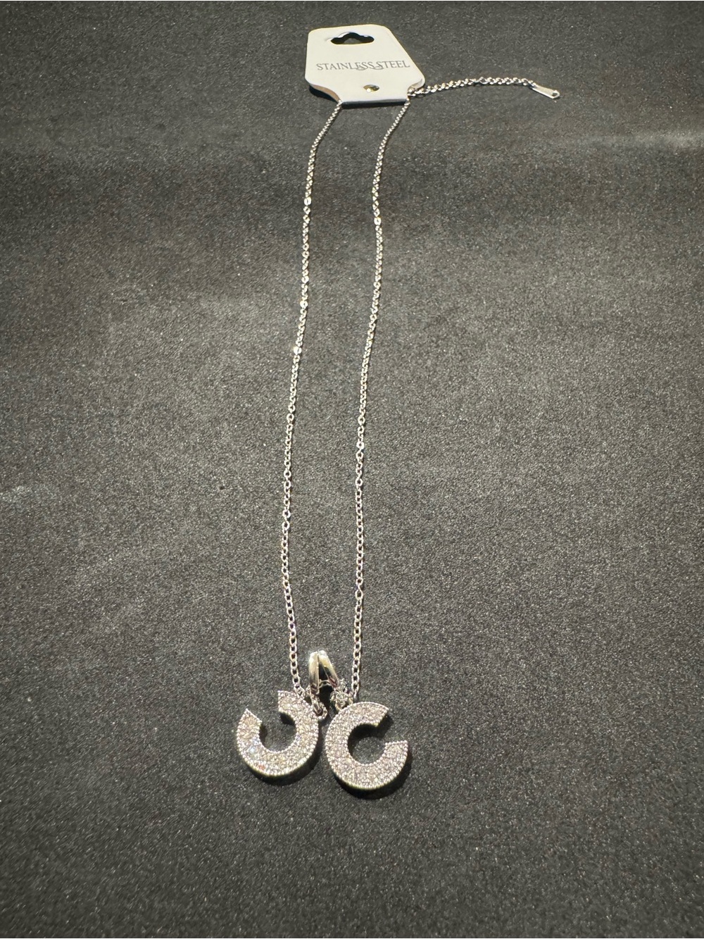 Women’s Silver Pavé Crescent Pendant Necklace
